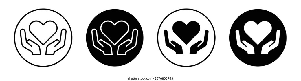 Heart and hands icons vector pack for web designs