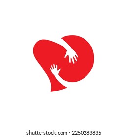 heart hands logo vector  icon illustration design 