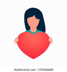Heart in hands. Love concept, vector illustration