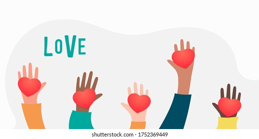 Heart in hands. Love concept, vector illustration