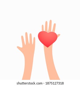 Heart in hands. Love concept, vector illustration