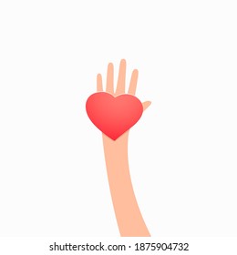 Heart in hands. Love concept, vector illustration