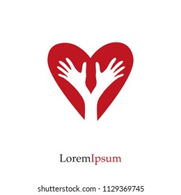 Heart and hands. Love, Hope, Care Logo, Vector Illustration