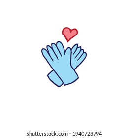 heart in hands on white background. symbol for kindness, humanity, support and healthcare. love and peace. hand drawn vector. doodle artistic for logo, label, poster, clipart, banner, cover, sticker.
