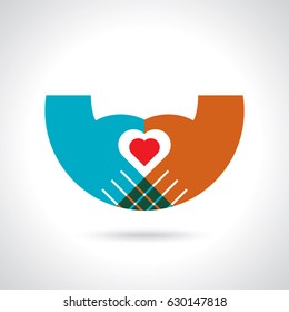 heart in hands on a white background. color symbol