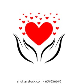 Heart in hands on white background.Vector illustration
