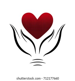 Heart in hands on white background.Vector illustration