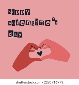 Heart hands for Saint Valentine's day vector composition for 14 February. Love post cards.