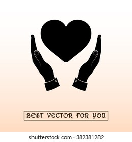 Heart in hands sign icon, vector illustration. Flat design style 