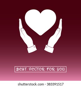 Heart in hands sign icon, vector illustration. Flat design style 