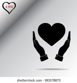 Heart in hands sign icon, vector illustration. Flat design style 