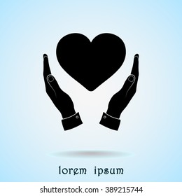Heart in hands sign icon, vector illustration. Flat design style 