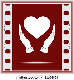 Heart in hands sign icon, vector illustration. Flat design style 