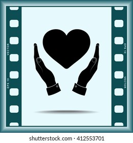 Heart in hands sign icon, vector illustration. Flat design style 