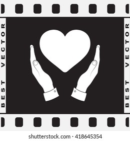 Heart in hands sign icon, vector illustration. Flat design style 