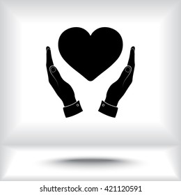 Heart in hands sign icon, vector illustration. Flat design style 
