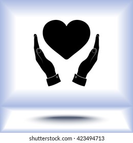 Heart in hands sign icon, vector illustration. Flat design style 