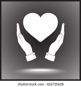 Heart in hands sign icon, vector illustration. Flat design style 