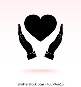 Heart in hands sign icon, vector illustration. Flat design style 