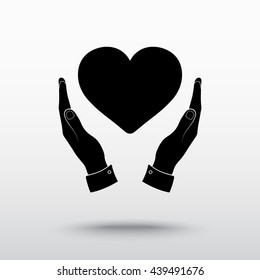 Heart in hands sign icon, vector illustration. Flat design style 