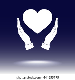Heart in hands sign icon, vector illustration. Flat design style 