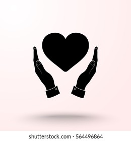 Heart in hands sign icon, vector illustration. Flat design style 