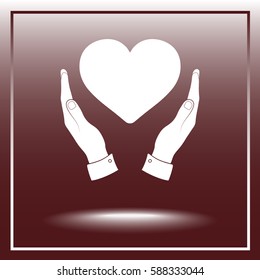 Heart in hands sign icon, vector illustration. Flat design style 
