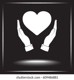 Heart in hands sign icon, vector illustration. Flat design style 