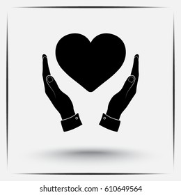 Heart in hands sign icon, vector illustration. Flat design style 