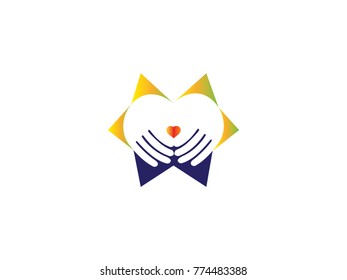 Heart in hands sign icon, vector illustration. Flat design style