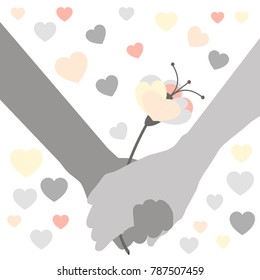 
heart in hands, silhouette