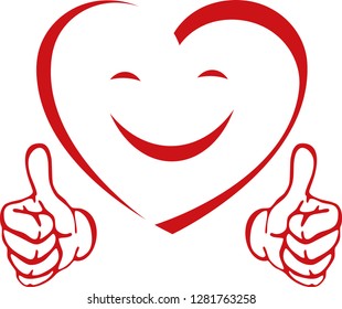 Heart with hands and smile logo