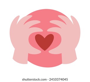 Heart in hands. St Valentine's Day flat style vector illustration