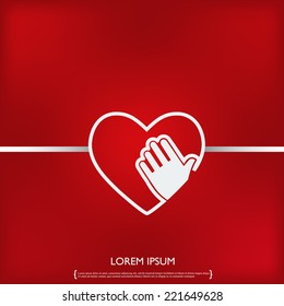 Heart in hands symbol.