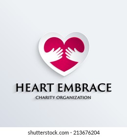 Heart in hands symbol, icon, logo template for Non profit Foundation