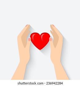 heart in hands symbol - vector illustration. eps 10