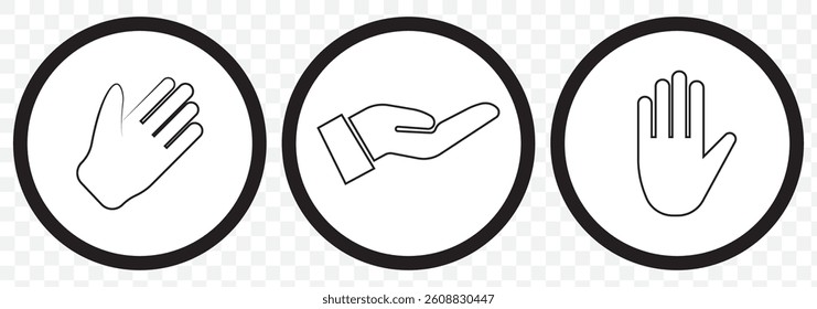 Heart in hands symbols. Heart in hand vector icons set. Hands holding heart icon. EPS 10.