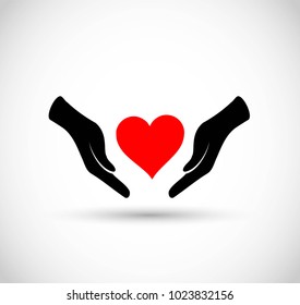 Heart with hands vector icon