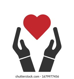 Heart in hands vector Icon