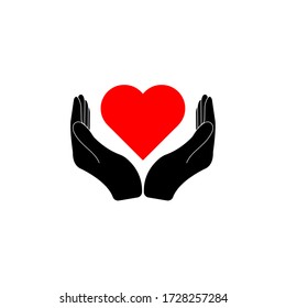 Heart in the hands vector icon