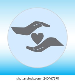 Heart in hands vector icon 