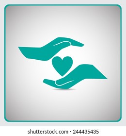 Heart in hands vector icon 