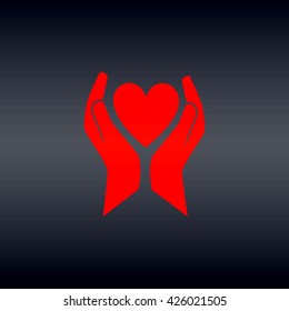 Heart in the hands vector icon