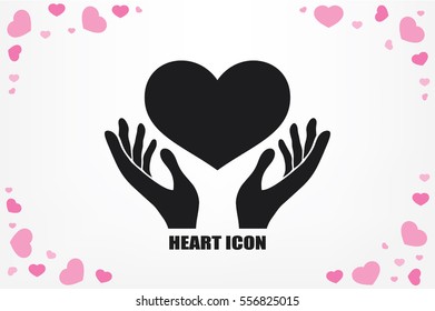Heart in the hands vector icon.