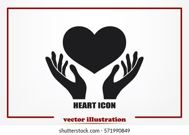 Heart in the hands vector icon 
