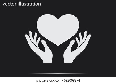 Heart in the hands vector icon.