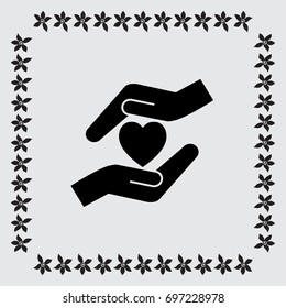 Heart and hands vector icon