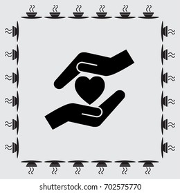 Heart and hands vector icon