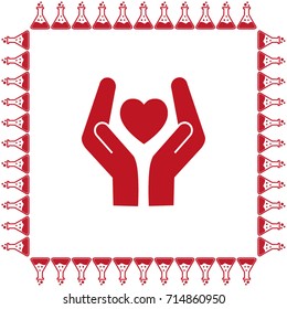 Heart and hands vector icon