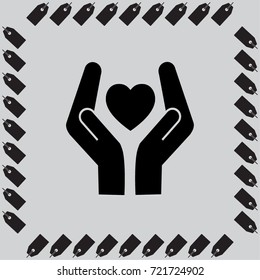 Heart and hands vector icon